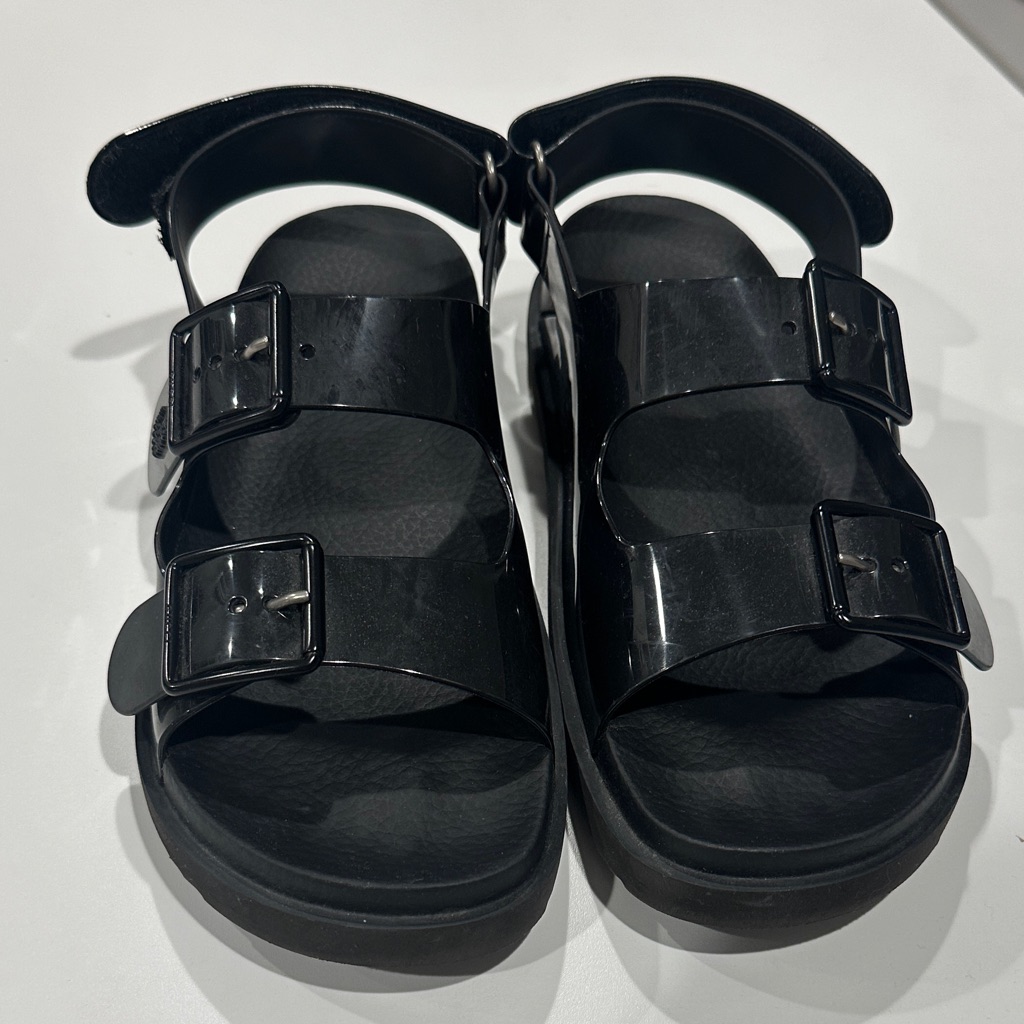 Gucci Double G Rubber Black Double Strap Sandals